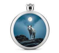 The White Wolf on The Rock - Petaca de acero inoxidable de 5 onzas para licor, a prueba de fugas, portátil, para exteriores, camping, viajes, regalos