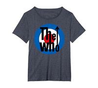 The Who Target Classic Rock Music Band Camiseta, Mujer Tallas Grandes, Azul Jaspeado, 4XL Grande