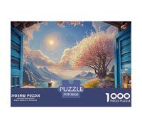 The Window Is Open And The Blue Wooden Shutters 1000 Piezas Cartulina Extra Gruesa Set De Rompecabezas Blue Window Antiestrés Juguete De Cumpleaños Rompecabezas Para Decoración Del Hogar 38x26cm/1000p