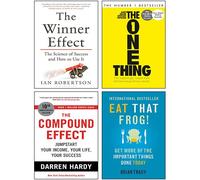 The Winner Effect, The One Thing, The Compound Effect, Eat That Frog 4 Books Collection Set
