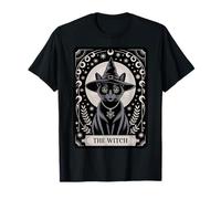 The Witch Cat Halloween Vintage Gothic Tarot Card Camiseta
