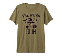 The Witch Is In Funny Halloween Moon Broom Camiseta Premium