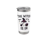 The Witch Is In Funny Halloween Moon Broom Vaso térmico de acero inoxidable de doble pared