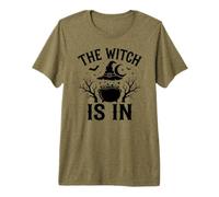 The Witch Is In Funny Halloween Moon Witchy Camiseta Premium