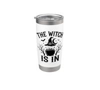 The Witch Is In Funny Halloween Moon Witchy Vaso térmico de acero inoxidable de doble pared