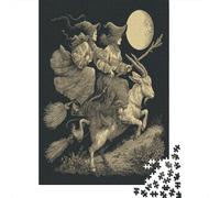 The Witch Rides A Cabra at Night 38x26cm/1000pcs Puzzle Adecuado para Adultos Y Multitud Mayores De 14 Años