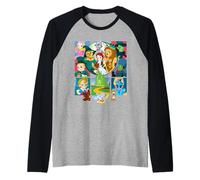 The Wizard of Oz Cartoon Character Squares Camiseta Manga Raglan