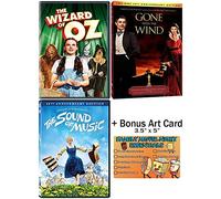 The Wizard of Oz + Gone with the Wind + The Sound of Music - 3 Classic Movies DVD Collection with Bonus Art Card