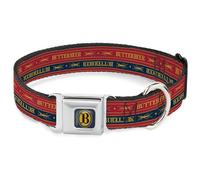 The Wizarding World of Harry Potter Collar para mascotas, collar de perro, hebilla de cinturón de seguridad de metal, rayas de cerveza de mantequilla de Harry Potter, rojo, azul, dorado, amarillo, 9.5