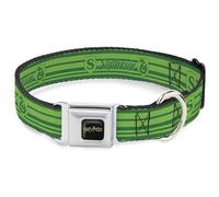 The Wizarding World of Harry Potter Collar para mascotas, collar de perro, hebilla de cinturón de seguridad de metal, iconos de Harry Potter Slytherin House Champion rayas verdes, 20 a 31 pulgadas
