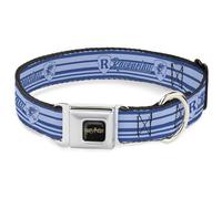 The Wizarding World of Harry Potter Collar para mascotas, collar de perro, hebilla de cinturón de seguridad de metal, Harry Potter Ravenclaw House Champion Icons Stripe Blues, 15 a 24 pulgadas, 1.0