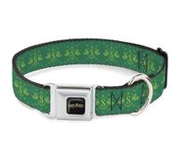 The Wizarding World of Harry Potter Collar para mascotas, collar de perro, hebilla de cinturón de seguridad de metal, pancarta de orgullo de la casa de Harry Potter Slytherin, verde, 15 a 24 pulgadas