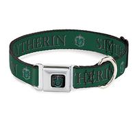 The Wizarding World of Harry Potter Collar para Mascotas, Collar de Perro, Hebilla de cinturón de Seguridad de Metal, Escudo de Harry Potter Slytherin Verde Negro, 13 a 17 Pulgadas, 1.5 Pulgadas de