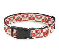 The Wizarding World of Harry Potter Collar para Mascotas, Collar de Perro, Hebilla de plástico, Logotipo de Harry Potter Finest Butterbeer y Taza a Cuadros Rojo y Blanco, 11 a 16.5 Pulgadas 1.0