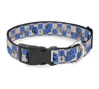 The Wizarding World of Harry Potter Collar para mascotas, collar para perro, hebilla de plástico, diseño de cuadros de Ravenclaw de Harry Potter, blanco y azul, 11 a 16.5 pulgadas de ancho