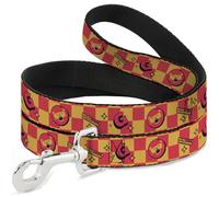 The Wizarding World of Harry Potter Correa para mascotas, correa para perro, Harry Potter Gryffindor Icons Checker amarillo rojo, 4 pies de largo 0.5 pulgadas de ancho