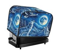 The Wolf And The Owl Moonlight - Cubierta para tostadora de 2 rebanadas de cocina con bolsillos, protección contra el polvo y las huellas dactilares