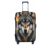 The Wolf Head in Gaze - Funda protectora duradera para maleta, antiarañazos, se adapta a equipaje de 18 a 32 pulgadas, Black, L