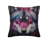 The Wolf with Blue Eyes - Funda de almohada cuadrada de felpa de 50,8 x 50,8 cm, adecuada para el hogar, sala de estar, dormitorio y fundas de almohada interiores de coche.