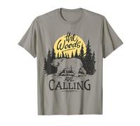 The Woods Are Calling Adventure Camping Senderismo Hombres al Aire Libre Camiseta