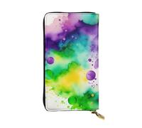 The world in Watercolor - Cartera larga de piel para niñas y mujeres con múltiples compartimentos, color negro, talla única, Black, Talla única