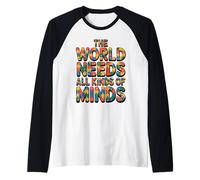 The World Needs All Kinds of Minds Puzzle Autism Awareness Camiseta Manga Raglan
