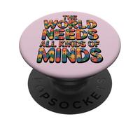 The World Needs All Kinds of Minds Puzzle Autism Awareness PopSockets PopGrip Adhesivo