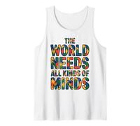 The World Needs All Kinds of Minds Teacher Autism Awareness Camiseta sin Mangas