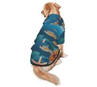 The World of Underwater Animals - Sudadera con capucha para perros medianos y grandes, ropa de poliéster suave para mascotas, adecuada para todas las estaciones