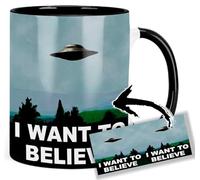The X-Files I Want To Believe Taza Interior y Asa Negra Ceramica Mug