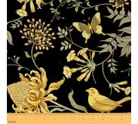 The Yard - Tela de crisantemo con estampado de flores retro para tapicería y proyectos de bricolaje en el hogar, decoración de estilo vintage para manualidades, costura, 5 yardas