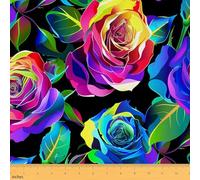 The Yard - Tela de flores de rosas de color arcoíris degradado para los amantes del arte, tela de flores de jardín de ensueño para acolchar, costura, manualidades, 5 yardas
