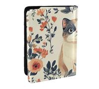 The Yellow Cat is Among The Flowers - Soporte para pasaporte impreso de piel sintética, organizador de viaje para hombres y mujeres, 6.5 pulgadas