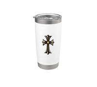The Yellow Shine Diamonds Gold Cross Vaso térmico de acero inoxidable de doble pared