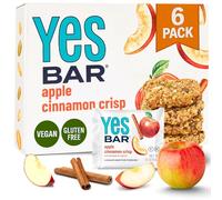 The YES Bar Manzana y canela crujiente - Proteína a base de plantas, barra de aperitivos decadente - Vegana, paleo, sin gluten, sin lácteos, bajo en azúcar, aperitivo saludable, desayuno, bajo en carbohidratos, apto para dieta cetogénica (paquete de 6)
