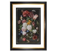 Thea Gouverneur - Kit Punto Croce Contato - Natura morta con fiori in un vaso di vetro - Aida Nero - 18 Conteggi - Per adulti - 785.05