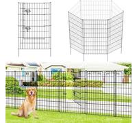 Thealyn Valla de Jardín 101cm Alto X 71cm Ancho | 9 Paneles+1 Puerta | Valla Metálica Antioxidante Exterior para Perros Mascotas Barrera Animal, Panel de Valla de Jardín Borde para Patio Jardín