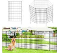 Thealyn Valla de jardín de 101 cm de alto x 71 cm de ancho (5 paneles, longitud total de 3,5 m) para exteriores, valla de metal inoxidable decorativa para perros, animales, barrera para patio, cama de