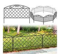 Thealyn Valla decorativa de jardín de 44 cm de alto x 3 m de largo, paneles de valla de barrera para exteriores, metal inoxidable, sin excavación, borde de valla para patio, cama de flores