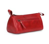 TheAntiq Bolsas de cosméticos de cuero rojo para mujer, bolsa de maquillaje de cuero para bolso, pequeña bolsa de cosméticos para viajes, estuche de maquillaje hecho a mano para bolsos, bonita bolsa