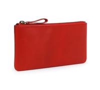 TheAntiq - Estuche para lápices de piel genuino rojo para hombres y mujeres, estuche pequeño (8 x 4 pulgadas), bolsa para monedas, soporte para efectivo, bolsa de accesorios de piel multiusos con