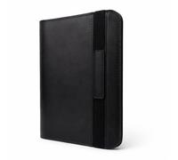 TheAntiq Genuine Leather A5 Journal Cover - Handcrafted Leather Notebook Sleeve with Elastic Strap Closure, Pen Holder & Pocket, Refillable Writing Organizer for Travel Office Use, 5.75 x 8.25- Black
