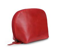 TheAntiq Neceser de piel auténtica para hombre, elegante bolsa de maquillaje roja, estuche de cosméticos hecho a mano (9 x 6 x 4 pulgadas), bolsa de maquillaje de cuero compacta para bolso, bolsas de