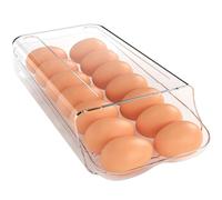 theaoo Soporte para huevos para nevera, contenedor de huevos rodante automático para refrigerador, dispensador de huevos de plástico transparente, organizador de huevos apilable con bandeja interior