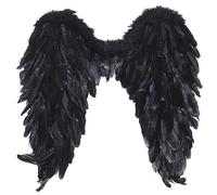 Theaque Alas de ángel negras - Alas grandes de plumas naturales para disfraz de demonio, diablo y maléfica para cosplay