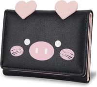 Theaque Bonitas carteras para mujer, cartera de cuero con bloqueo RFID, pequeña cartera triple con ventana de identificación para niñas y mujeres, Black, Talla única, Clásico