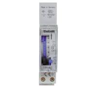 Theben 1600087 SYN 160 E interruptor horario analógico 1 canal diario | mecánico, carril DIN, 1 TE, 96 segmentos, intervalo de 15 min, sincronizado a red, 300 W LED, 16 A, interruptor manual