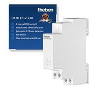 Theben 3120130 Okto ES12-230 Interruptor de choque de corriente, relé de sobretensión, 230 V, electrónico, riel DIN, 1 cierre, LED hasta 600 W, control de luz