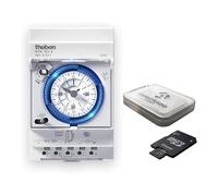 Theben Set 1610011 Syn 161 d Interruptor horario + Tarjeta Micro SD 64GB | 1 canal, programa diario, motor síncrono, carril DIN, 15 min, sin reserva, tarjeta Micro SD 10 U3, adaptador incluido | 1 canal, programa diario, motor síncrono, carril DIN, 15 min, sin reserva, tarjeta Micro SD 10 U3, adaptador incluido