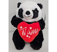 TheCartoonWorld Peluche Panda con corazón rojo Ti Amo, suave juguete de peluche, blanco y negro, 15 cm